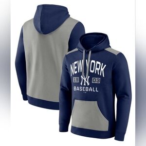Men's Fanatics Navy/Gray New York Yankees Chip In Team Pullover Hoodie Size L/XL
